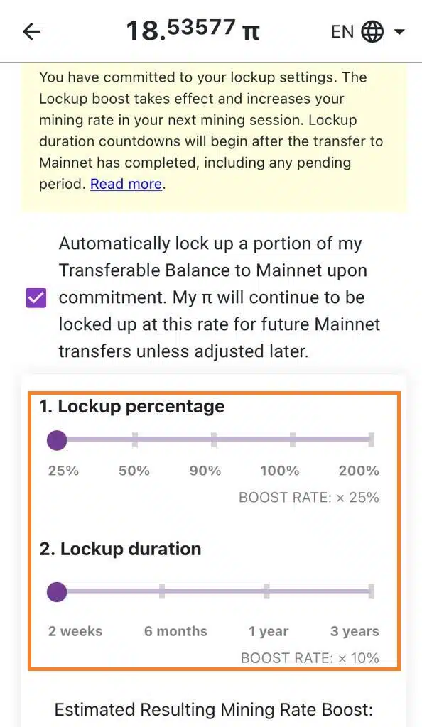 Commit-to-lockup-configuration